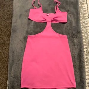 HOT PINK CUT OUT MINI DRESS
